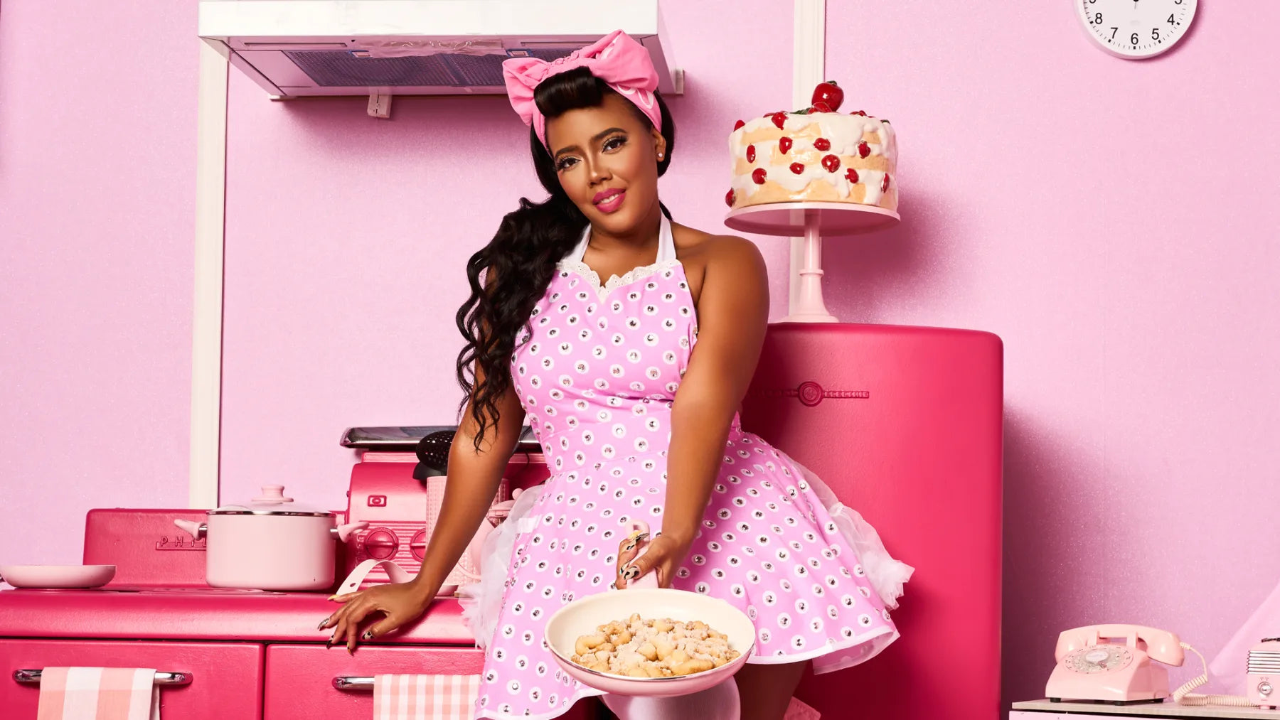 Angela Simmons in her pink kitchen